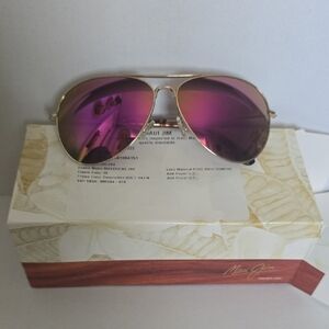 Maui Jim Gold Aviators with Pink Maui Sunrise Lenses
